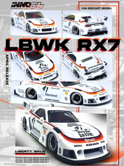 INNO64 164 Mazda RX7 (FD3S) LB SUPER SILHOUETTE LBWK RX7 WHITE