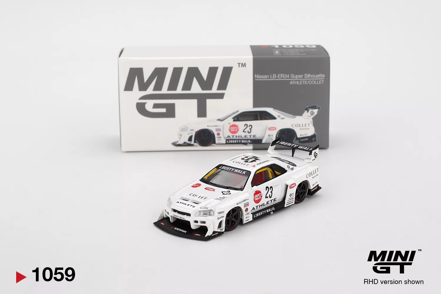 Mini GT 1:64 MGT01059 Nissan LB-ER34 Super Silhouette ATHLETE/COLLET White - Image 3