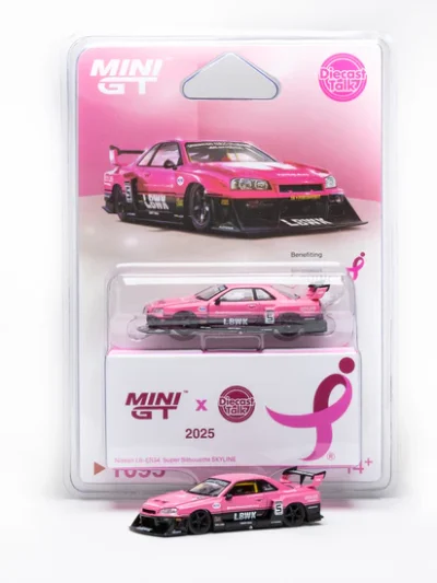 MINI GT Give x Diecast Talk MGT01095 Nissan LB-ER34 Super Silhouette SKYLINE For Susan G. Komen