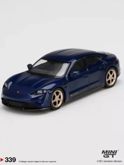 Mini GT 164 MGT00339 Porsche Taycan Turbo S Gentian Blue Metallic LHD doha