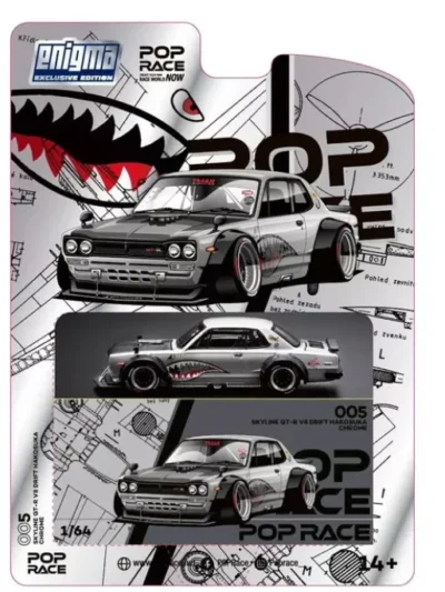 POPRACE x Enigma 1:64 PRE005 Skyline GT-R V8 Drift (Hakosuka) Metallic Silver
