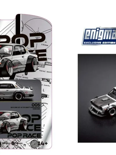 POPRACE x Enigma 1:64 PRE005 Skyline GT-R V8 Drift (Hakosuka) Metallic Silver