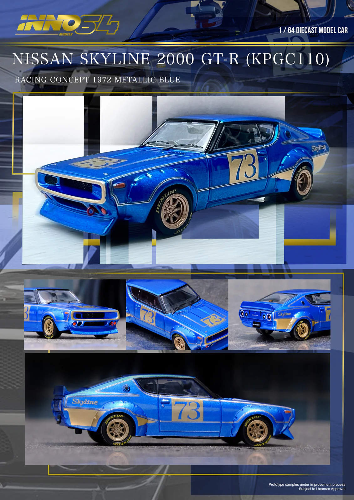 INNO64 164 NISSAN SKYLINE 2000 GT-R (KPGC110) RACING CONCEPT 1972