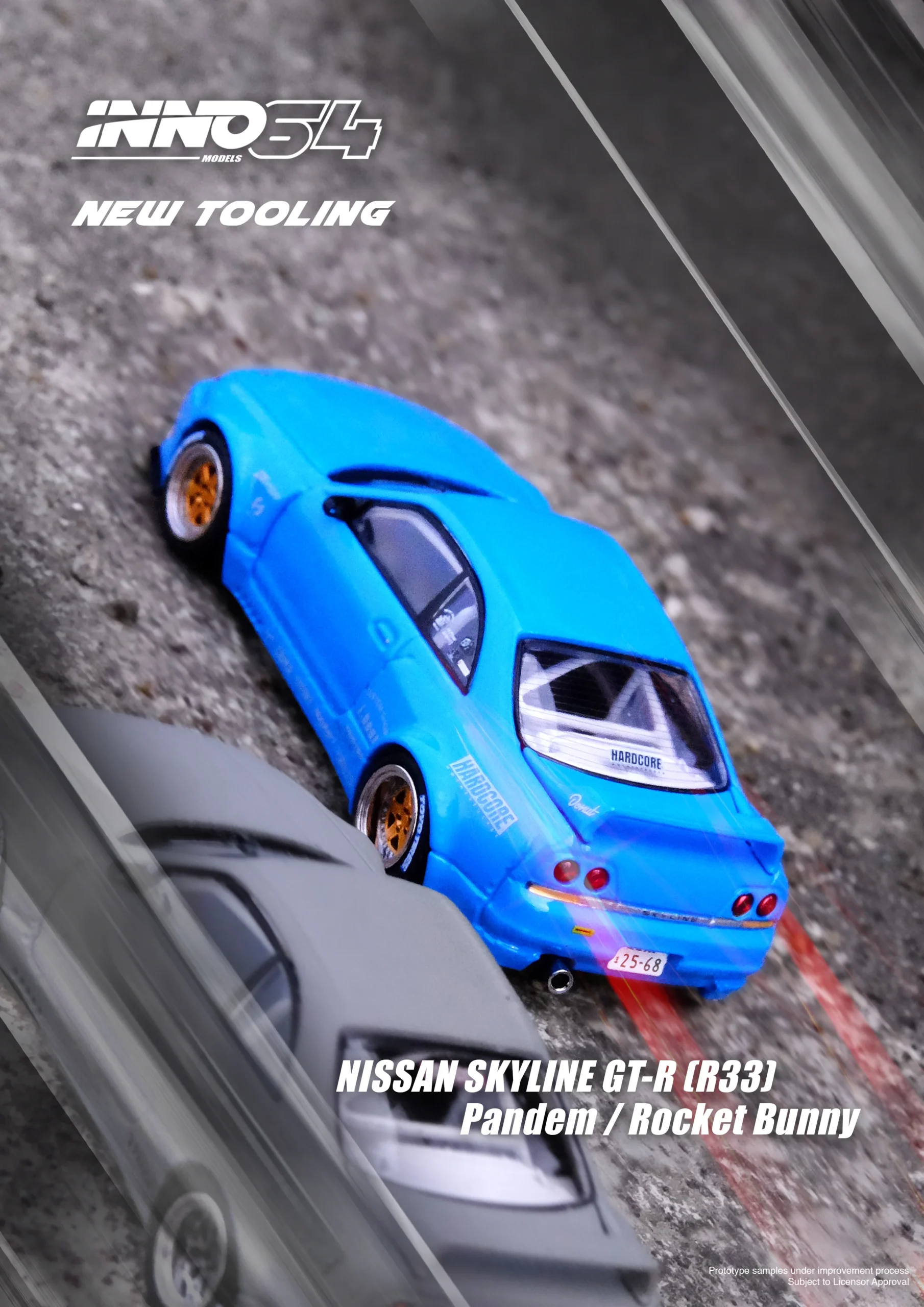 INNO64 164 NISSAN SKYLINE GT-R (R33) PANDEM ROCKET BUNNY BLUE