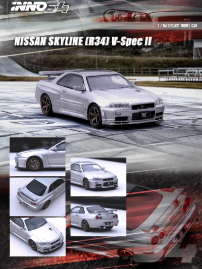 INNO64 1/64 NISSAN SKYLINE GT-R (R34) V-Spec II Silver