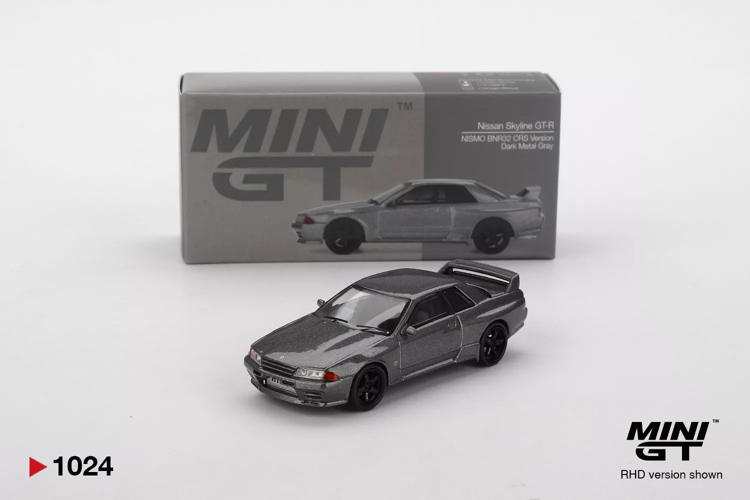 MINI GT MGT01024 164 Nissan Skyline GT-R (NISMO BNR32 CRS Version) Dark Metal Gray