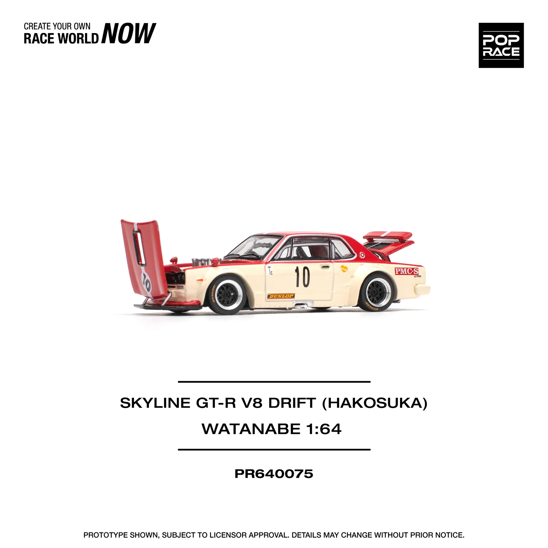 POPRACE 1:64 NISSAN SKYLINE GT-R V8 DRIFT (HAKOSUKA) WATANABE PR640075