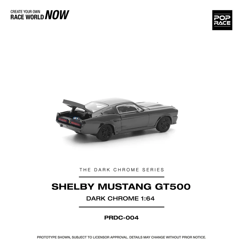 PRDC004 POP RACE 1:64 FORD SHELBY MUSTANG GT500 DARK CHROME - Image 3