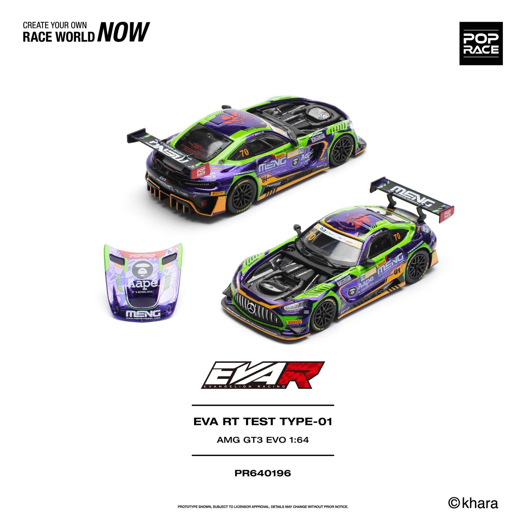 PR640196 POPRACE 1:64 EVA RT TEST TYPE-01 AMG GT3 EVO - MACAU GP 2023