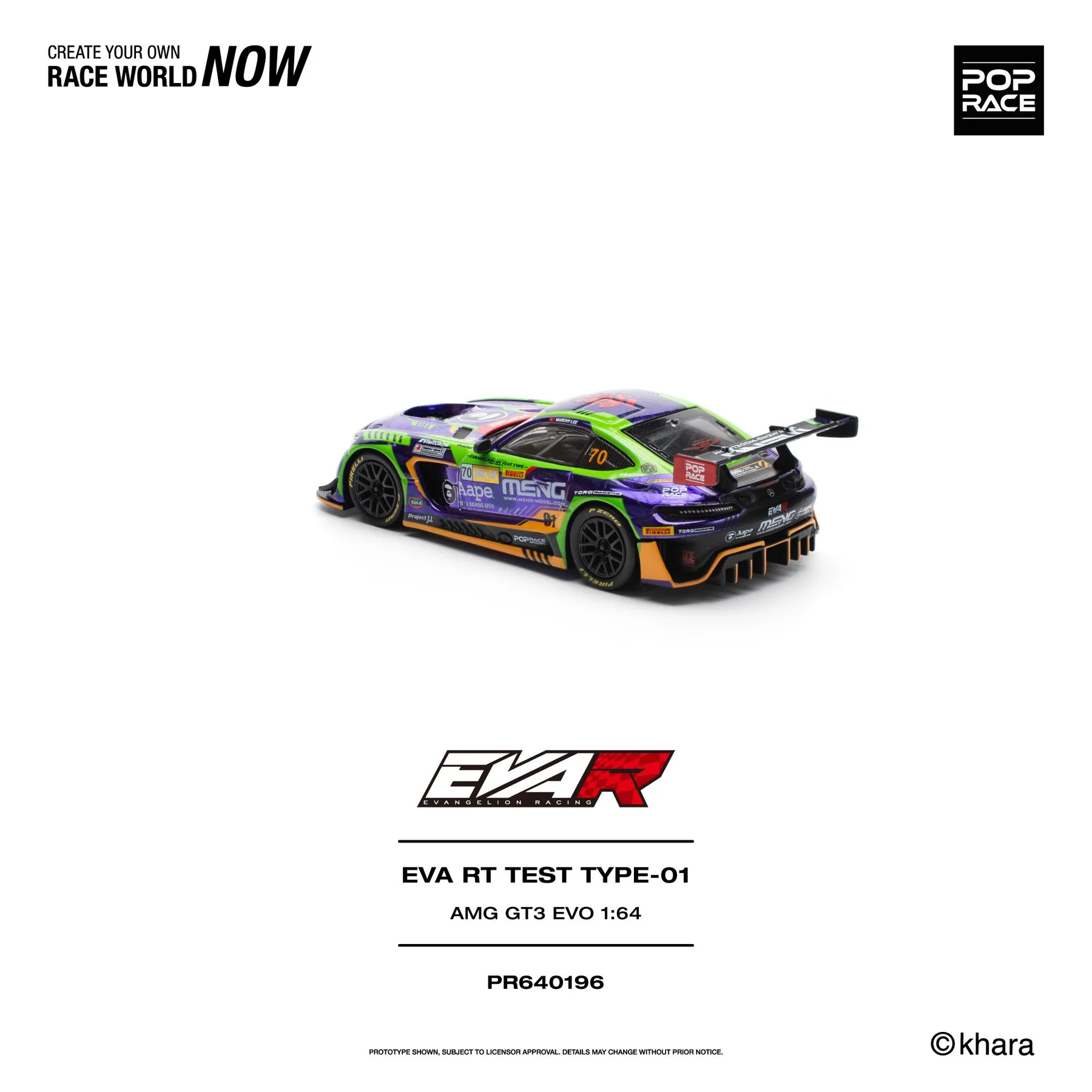PR640196 POPRACE 1:64 EVA RT TEST TYPE-01 AMG GT3 EVO - MACAU GP 2023