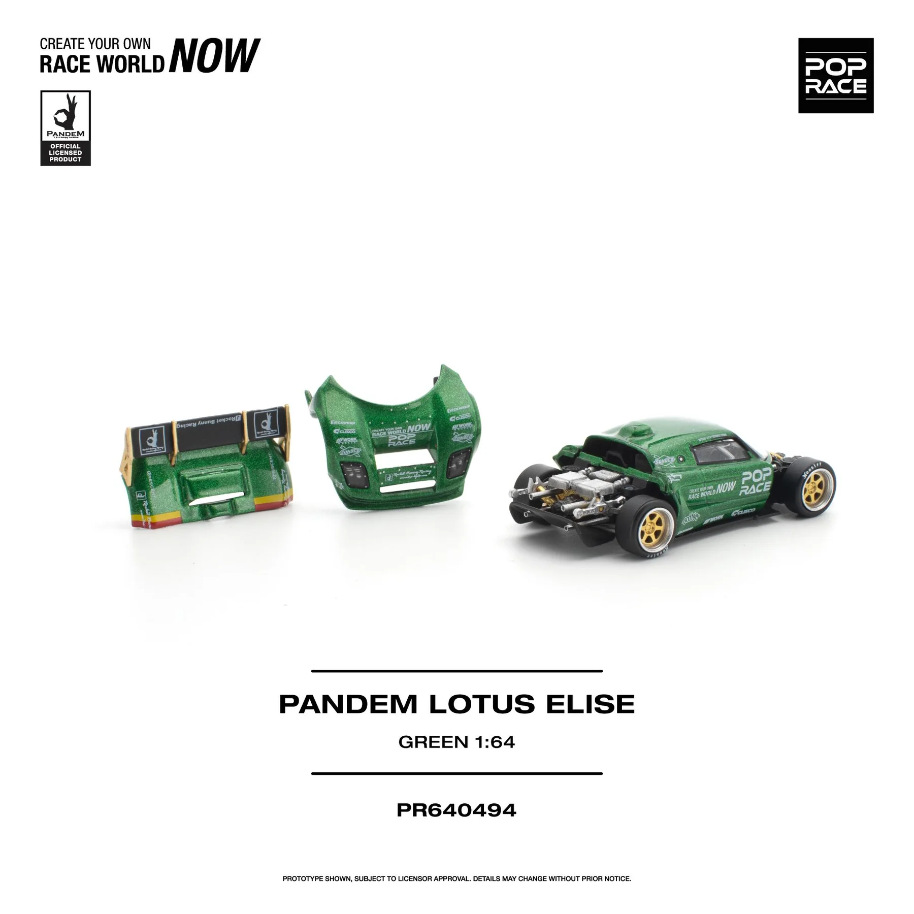 PR640494 POPRACE 1:64 PANDEM LOTUS ELISE - GREEN - Image 3