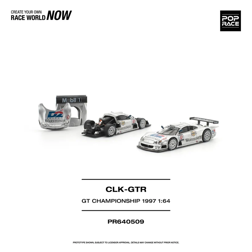 PR640509 POPRACE 1:64 MERCEDES-BENZ AMG CLK GTR FIA GT CHAMPIONSHIP 1997