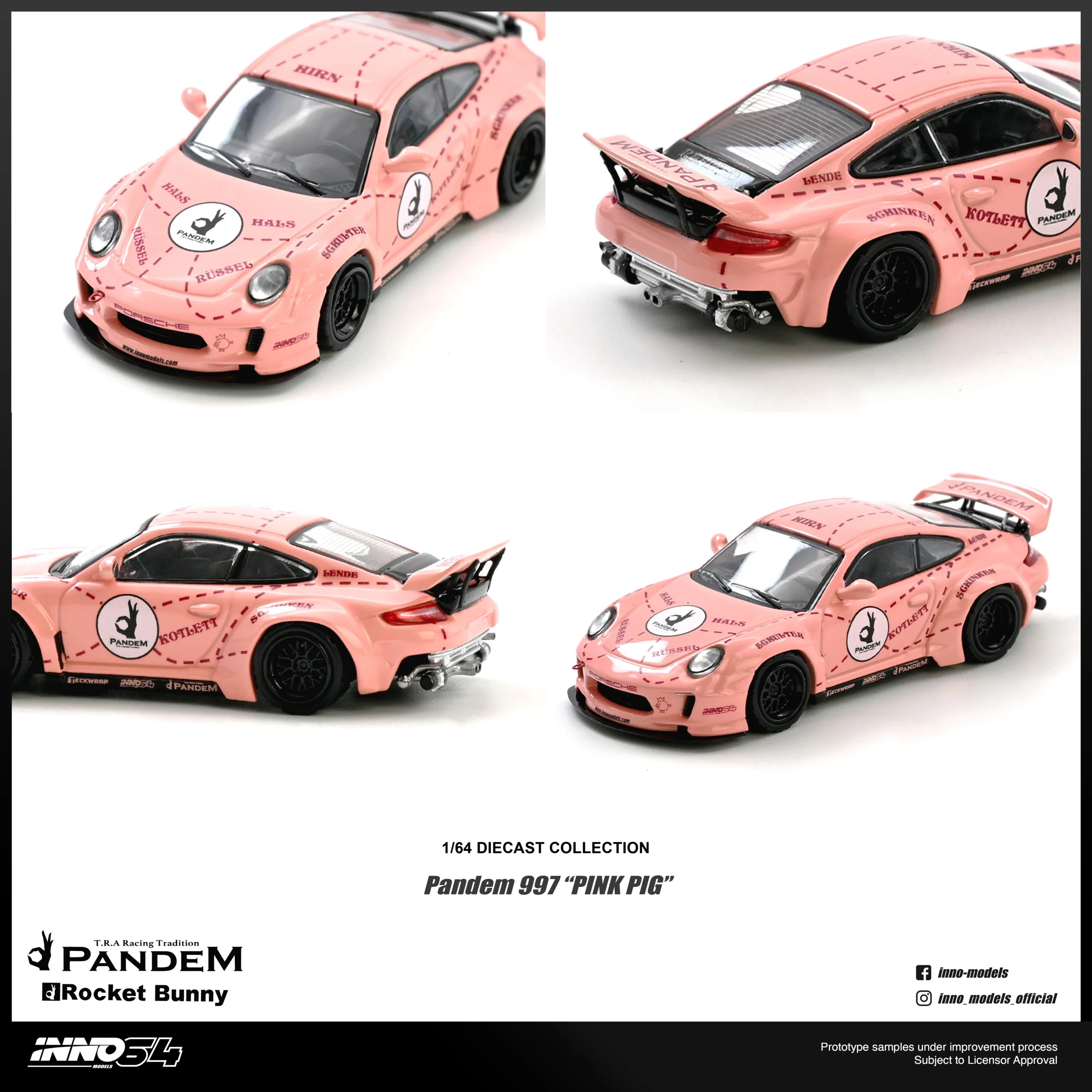 INNO64 1:64 PORSCHE 997 PANDEM "PINK PIG"