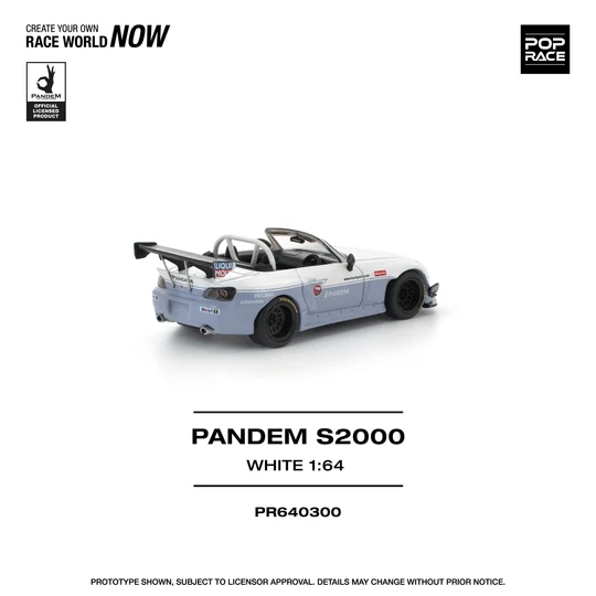 PR640300 POPRACE 1:64 HONDA PANDEM S2000 WHITE NEW TOOLING - Image 3