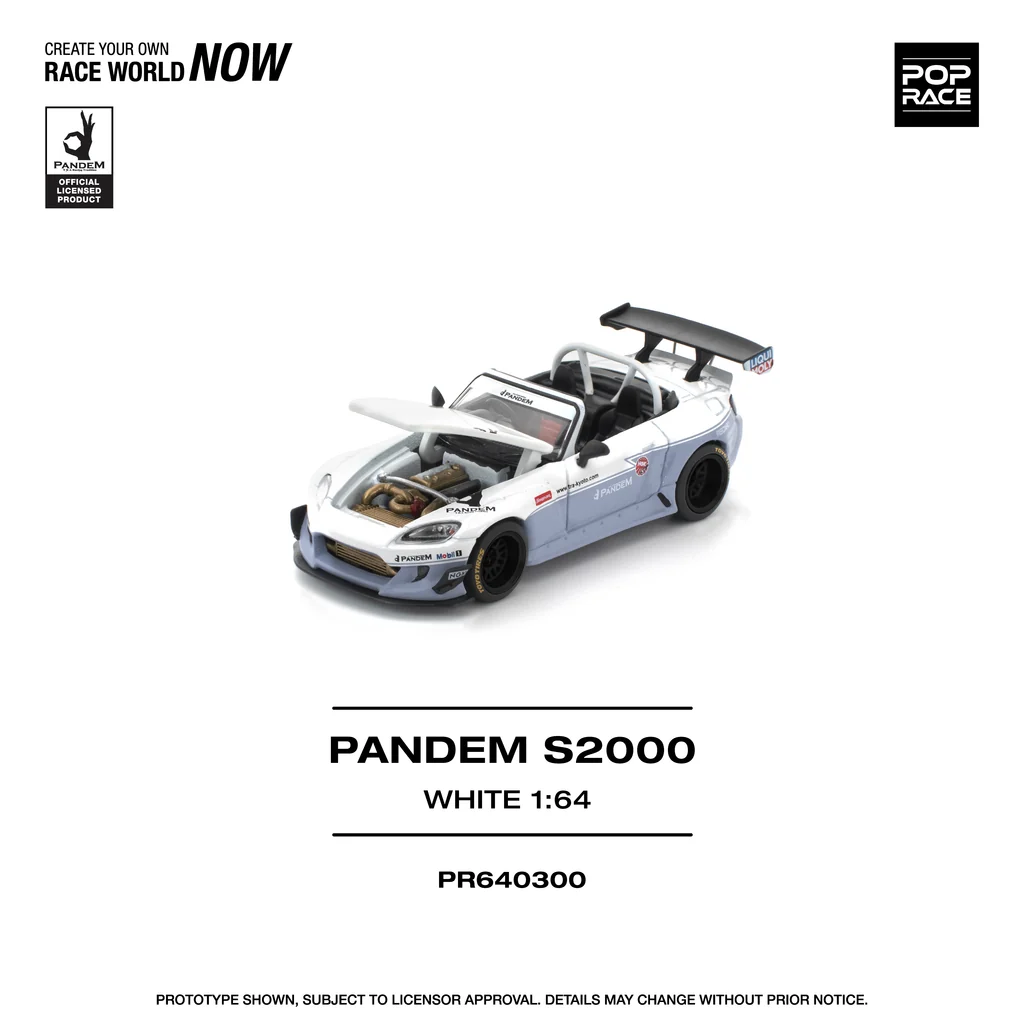 PR640300 POPRACE 1:64 HONDA PANDEM S2000 WHITE NEW TOOLING